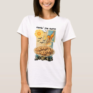 Camiseta Mulher mergulhando em colagem de biscoitos assando