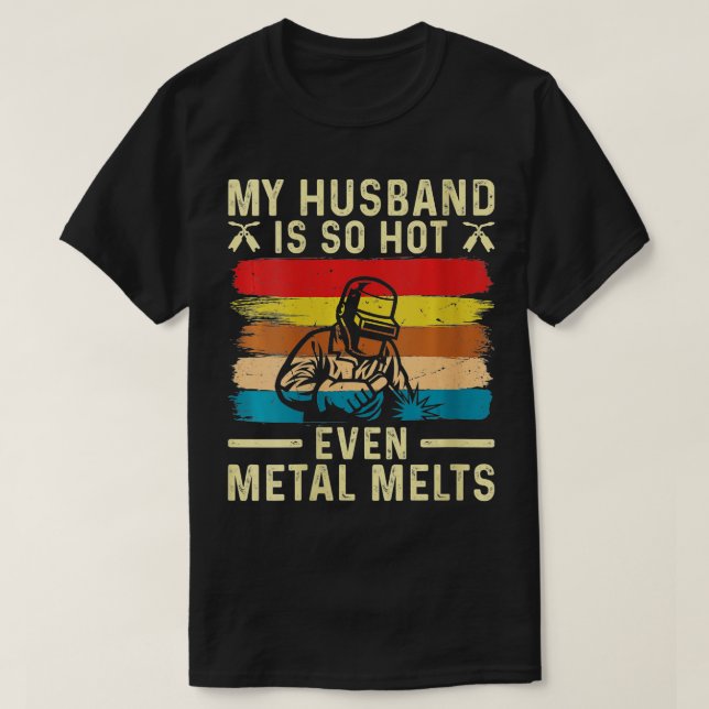 Camiseta Mulher metalúrgica Meu marido é um soldado engraça (Frente do Design)