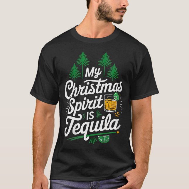 Camiseta Mulher Meu Espírito De Natal É Tequila Engraçada M (Frente)