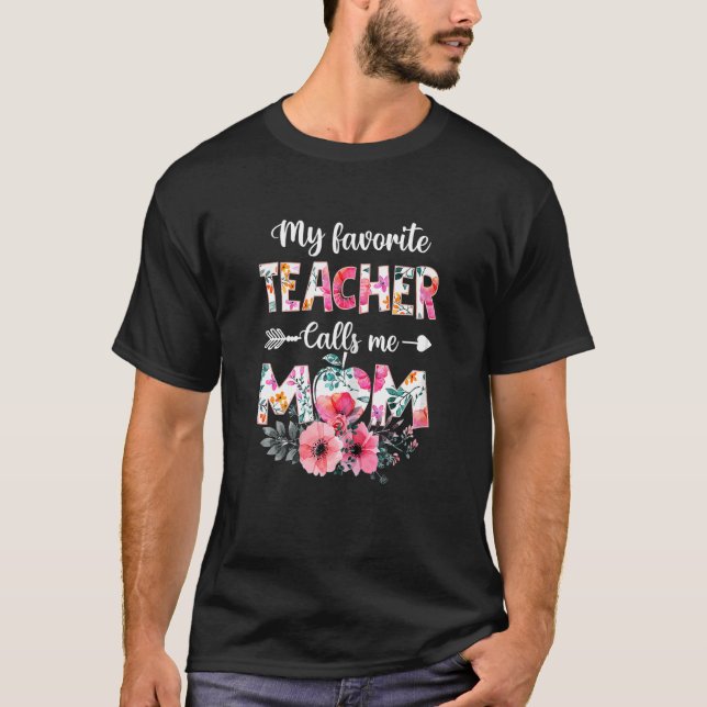 Camiseta Mulher Meu Professor Favorito Me Chama Mãe Basebal (Frente)