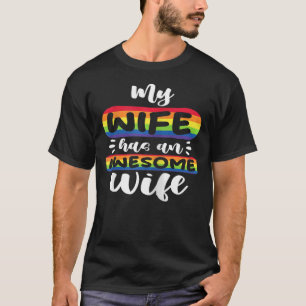 Camiseta Mulher Minha Esposa Tem Um Orgulho Lésbico Espanto