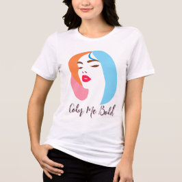 Camiseta Mulher Minimalista com Cabelo Colorido