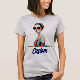 Camiseta Mulher moderna Chic, elegância geométrica