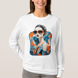 Camiseta Mulher moderna Chic, elegância geométrica