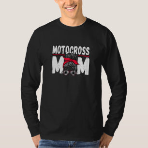 Camiseta Mulher Motocross Mãe Mensagem Bun Dirt Bike Rider