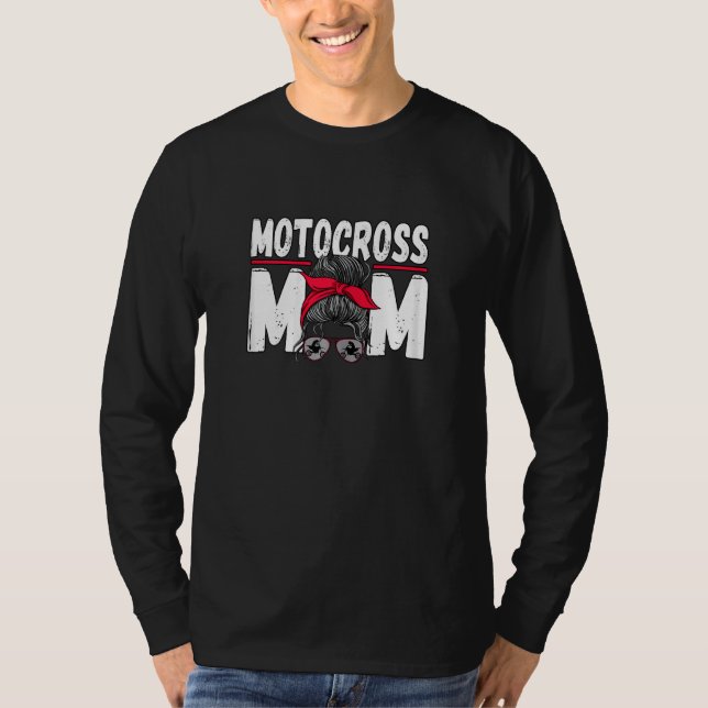 Camiseta Mulher Motocross Mãe Mensagem Bun Dirt Bike Rider (Frente)