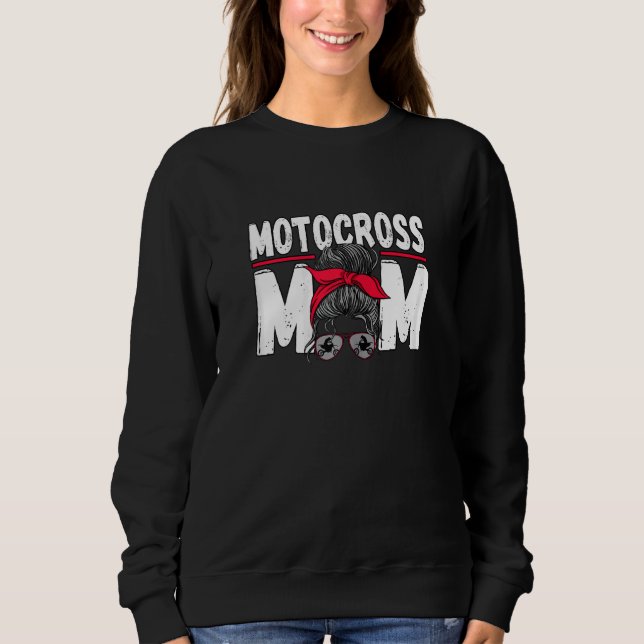 Camiseta Mulher Motocross Mãe Mensagem Bun Dirt Bike Rider (Frente)