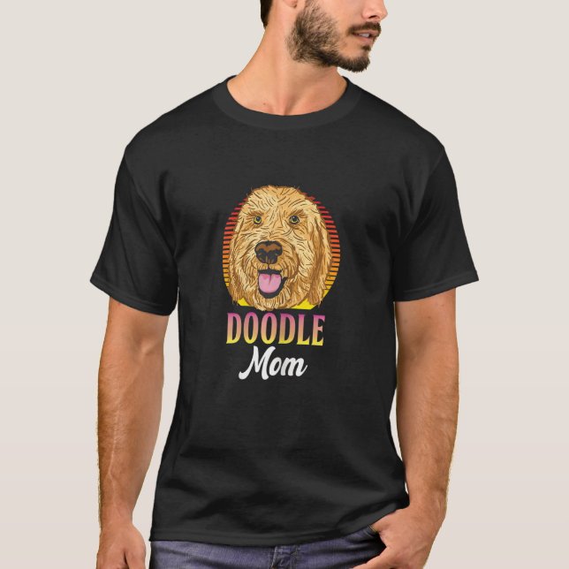 Camiseta Mulher Mulher rabisca Mãe Retro Cachorro de Golden (Frente)