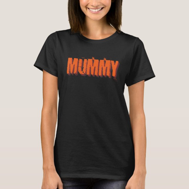 Camiseta Mulher Múmia Morta Fantasia Combinando Mãe Feliz D (Frente)
