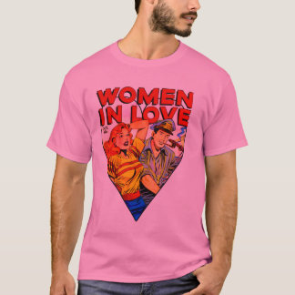 Camiseta Mulher na forma cómica do vintage do amor