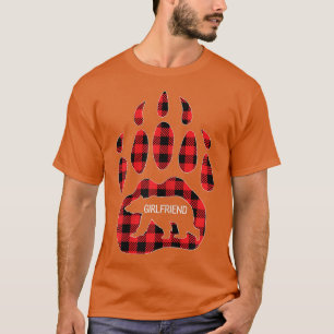 Camiseta Mulher Namorada Urso Vermelho Xadrez Buffalo Girlf