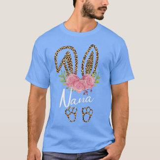 Camiseta Mulher Nana Bunny Ears Páscoa Dia Fofo Leopardo Fo
