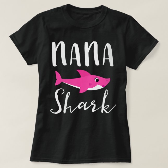 Camiseta Mulher Nana Shark Avó Avó Avó Nó Tubarão Rosa G (Frente do Design)
