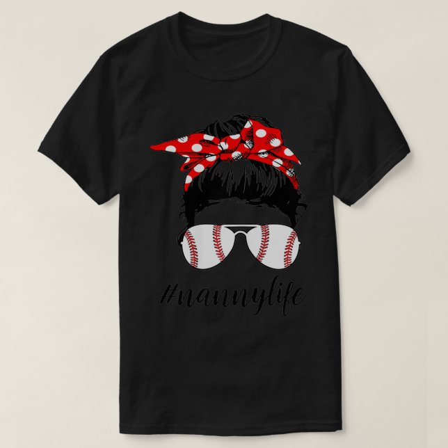 Camiseta Mulher Nanny Life Sofball Baseball Engraçado #Nann (Frente do Design)
