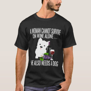 Camiseta Mulher Não Pode Sobrevir Só Com Vinho Amante De Ca