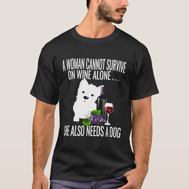 Camiseta Mulher Não Pode Sobrevir Só Com Vinho Amante De Ca (Frente)