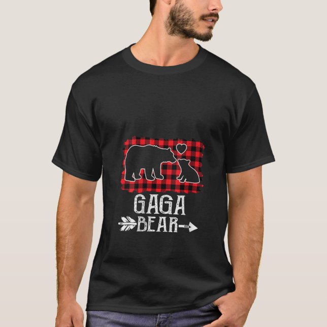 Camiseta Mulher Natal Gaga Urso Natal Xadrez Vermelho Buf (Frente)