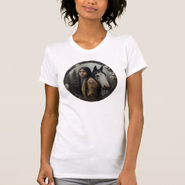 Camiseta Mulher Nativa Americana Com Cavalo