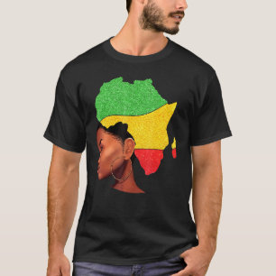 Camiseta Mulher Negra África Mapa África Bandeira Melanina