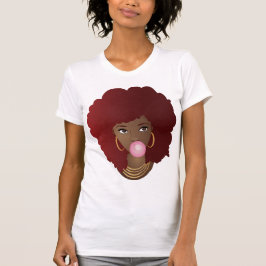 Camiseta Mulher Negra, África Vermelha, Bublegum Cor-de-ros