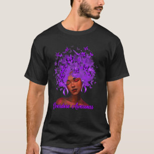 Camiseta Mulher Negra Africana Sobredosagem de Fita Roxa Aw