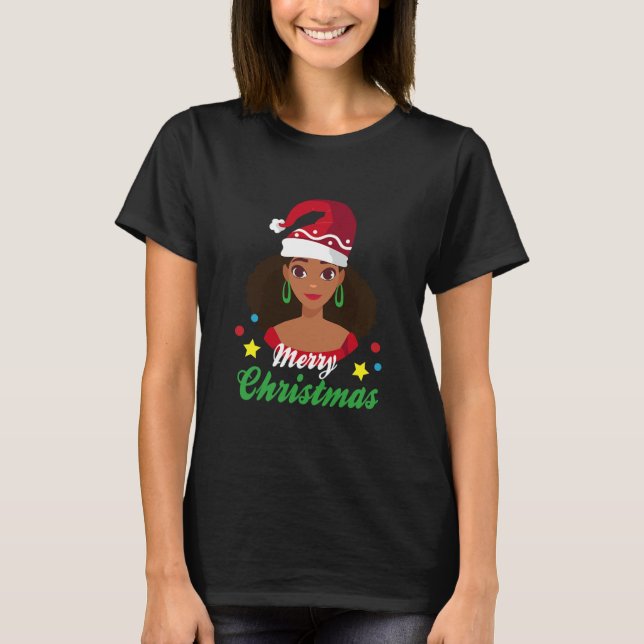 Camiseta Mulher Negra Americana do Xmas (Frente)