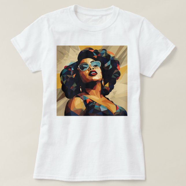 Camiseta Mulher Negra: Artista Cubista (Frente do Design)