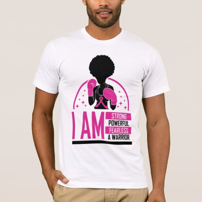 Camiseta Mulher negra cancer da mama sobrevivente da guerre (Frente)