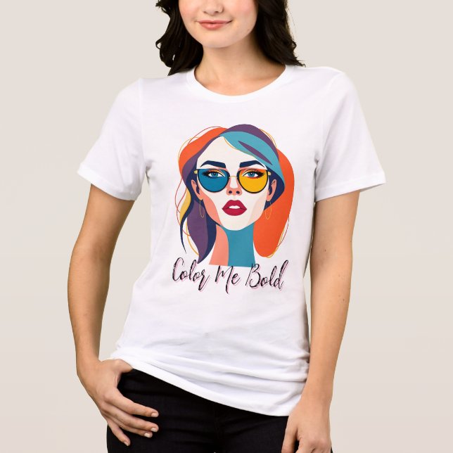 Camiseta Mulher Negra com Óculos Coloridos (Frente)