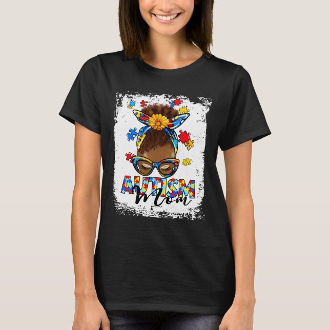 Camiseta Mulher Negra com Puzzle de Conscientização do Auti (Frente)