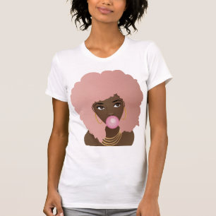 Camiseta Mulher Negra, Cor-de-rosa, Borracha rosa-rosa-pica