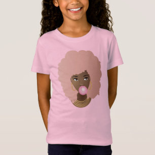 Camiseta Mulher Negra, Cor-de-rosa, Goma-Bolha Cor-de-rosa