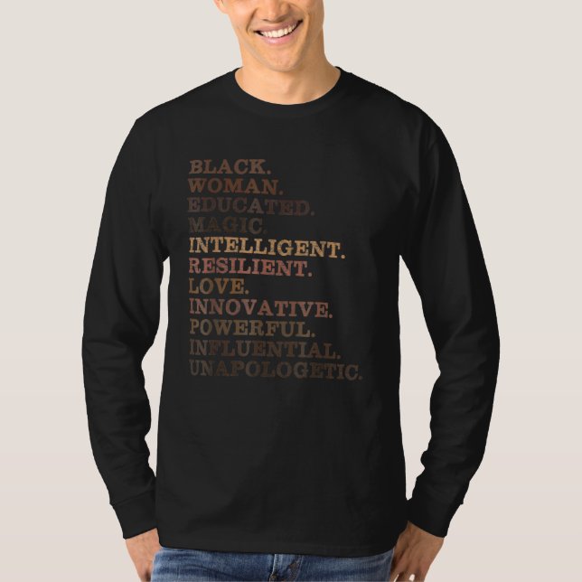 Camiseta Mulher Negra Educada Mágica Bhm Africano História  (Frente)