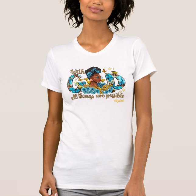 Camiseta Mulher Negra Empoderada com Graça Espiritual (Frente)