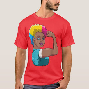 Camiseta Mulher Negra Forte Orgulho Pansexual História Negr