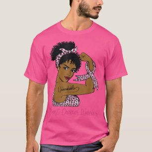 Camiseta Mulher Negra Guerreira, Forte Cancer de Mama Mulhe