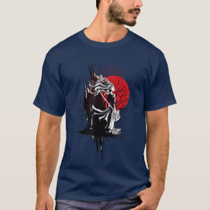 Camiseta Mulher negra japonesa Samurai Bushido Warrior Kata