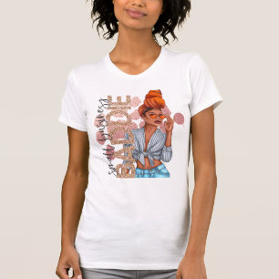 Camiseta Mulher Negra Negócios Brilho Falso Melanina Chic