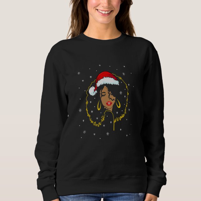 Camiseta Mulher Negra Negra do Pai Natal da América African (Frente)