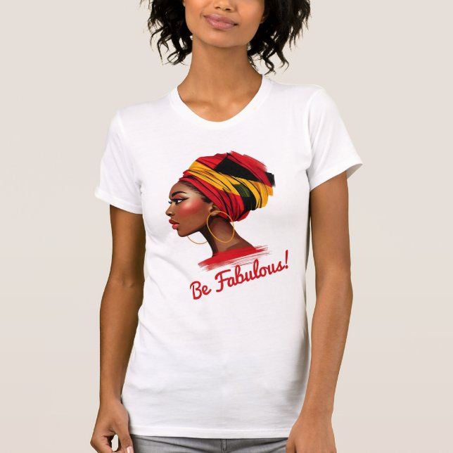 Camiseta Mulher Negra no Fone Vibrante (Frente)