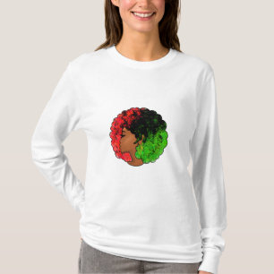 Camiseta Mulher negra pan-africana, orgulho verde vermelho