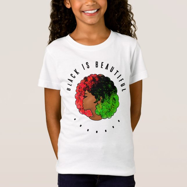 Camiseta Mulher negra pan-africana, orgulho verde vermelho  (Frente)