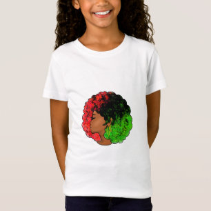 Camiseta Mulher negra pan-africana, orgulho verde vermelho