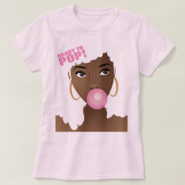 Camiseta Mulher Negra, Pronta para Pop, Chá de fraldas Bubl