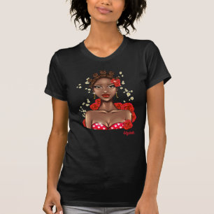 Camiseta Mulher Negra Romântica Abraçando o Amor do Namorad