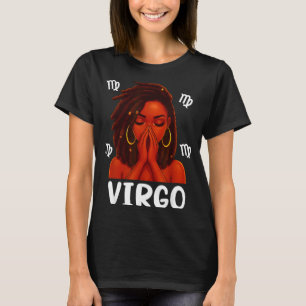 Camiseta Mulher Negra Trancada em Virgem Reza Zodíaco Crist