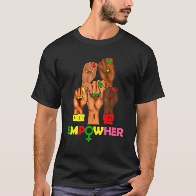 Camiseta Mulher Negra Unhas História Negra Africana America (Frente)