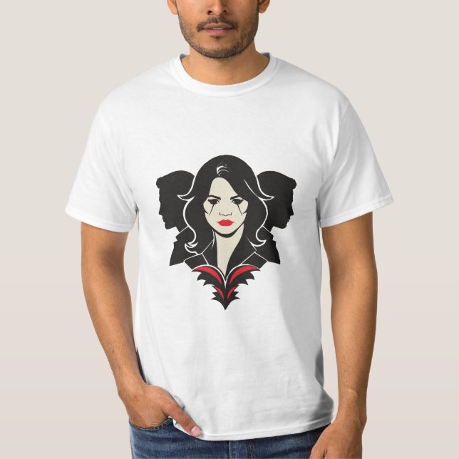 Camiseta Mulher no centro e dois homens do lado dela (Frente)