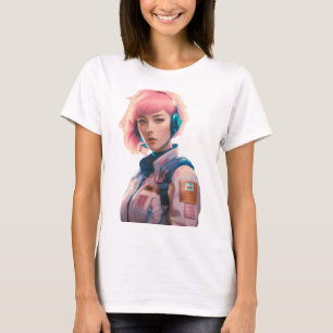 Camiseta Mulher no estilo de ficção científica