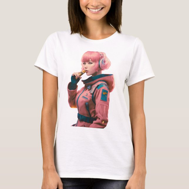 Camiseta Mulher no estilo de ficção científica (Frente)